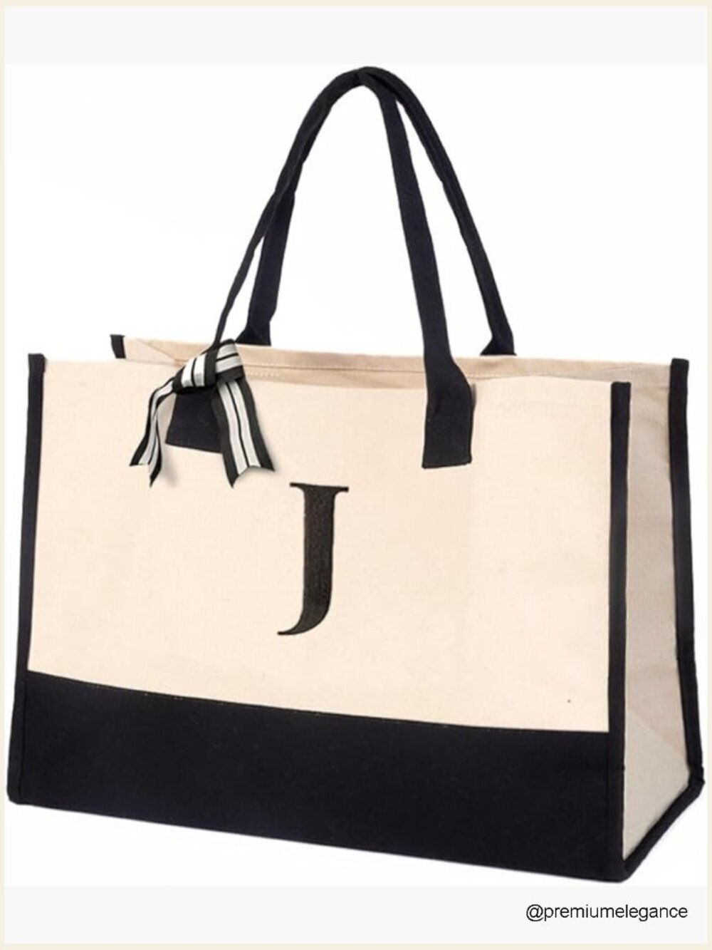 Personalized Initial Canvas Tote Bag Monogrammed Large Cotton Tote for Women